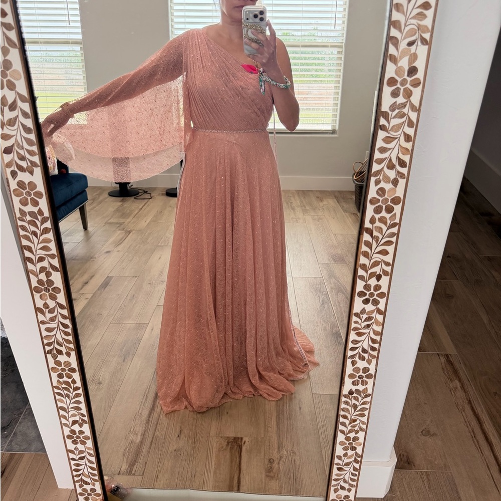 Mac Duggal One-Shoulder Blush Pink Evening Gown - Picture 5 of 5